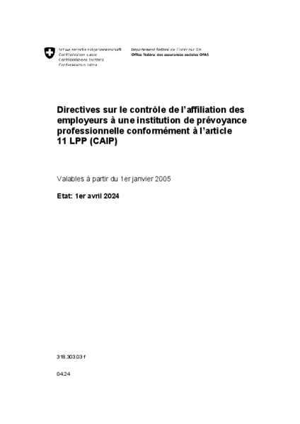 Directives sur le contrôle de l’affiliation des employeurs à une institution de prévoyance professionnelle conformément à l’article 11 LPP (CAIP)