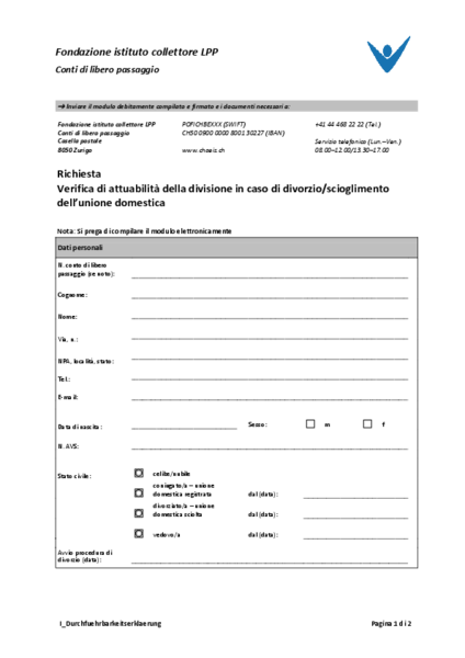 Attuabilità della divisione in caso di divorzio/scioglimento dell’unione domestica