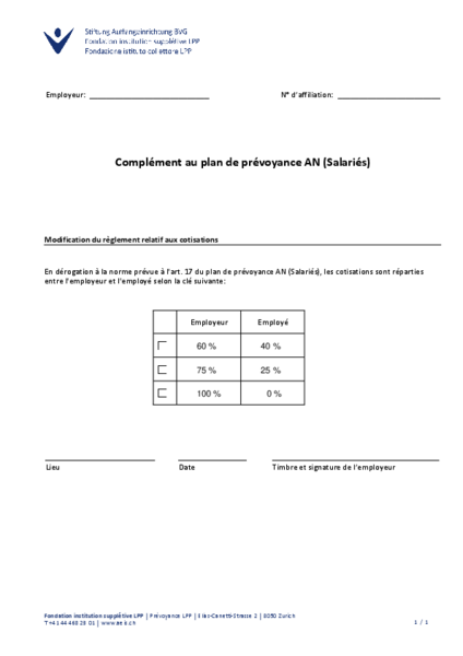 Modification de la répartition des cotisations