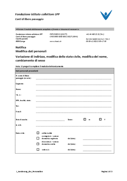 Modifica dati personali