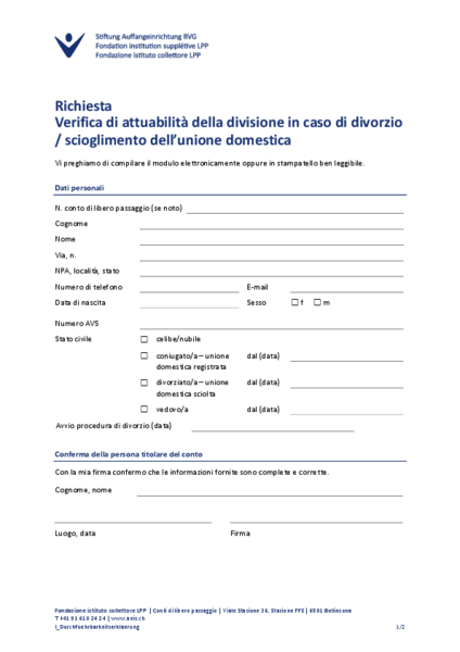 Attuabilità della divisione in caso di divorzio/scioglimento dell’unione domestica