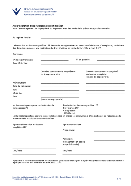 Restriction du droit d’aliéner