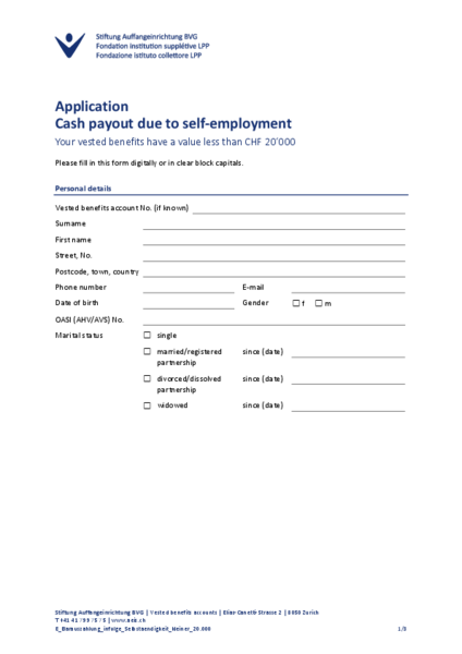 Cash payout due to self-employment < CHF 20