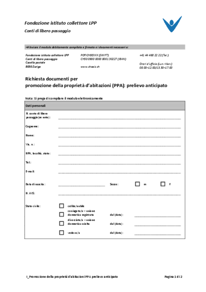 Promozione della proprietà d’abitazioni – prelievo anticipato