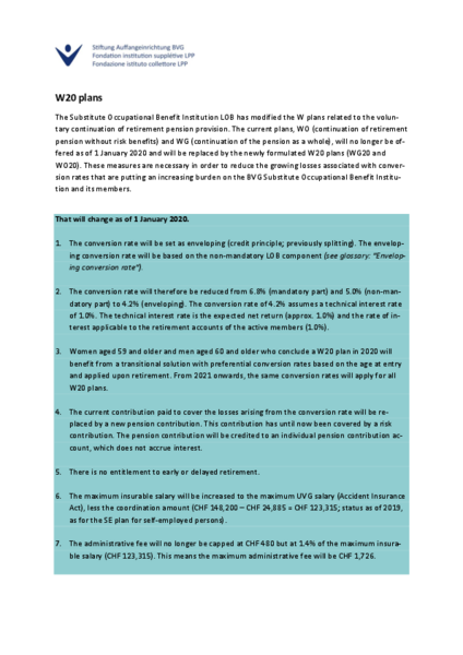 Factsheet W20 plans