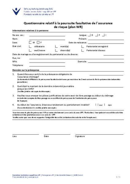 Questionnaire WR