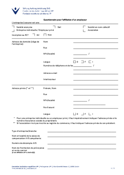 Questionnaire pour l