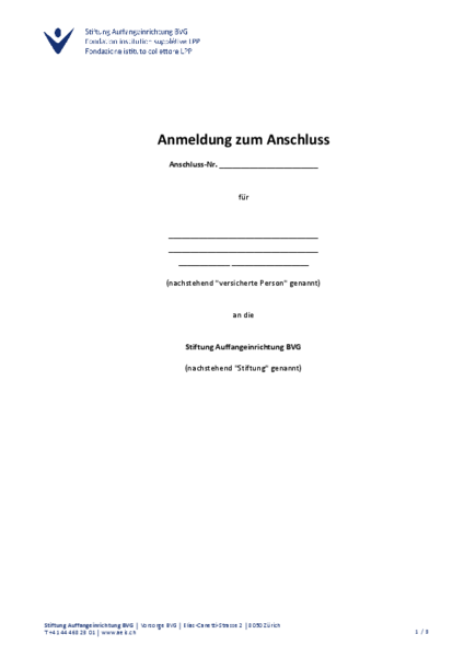 Anmeldung Einzelperson