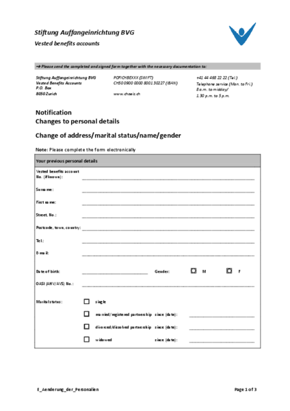 Changes to personal details