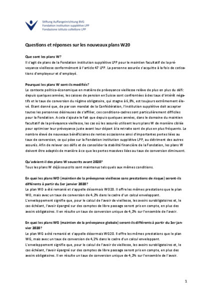 Questions et réponses plans W20