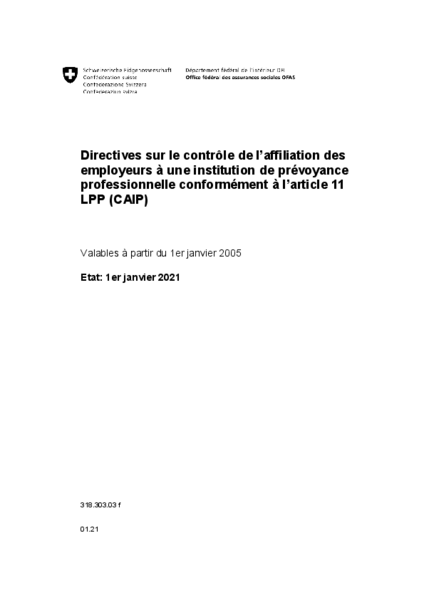 Directives sur le contrôle de l’affiliation des employeurs à une institution de prévoyance professionnelle conformément à l’article 11 LPP (CAIP)