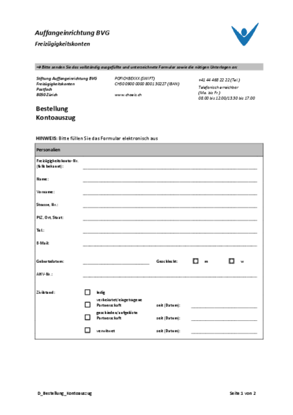 Bestellung Kontoauszug