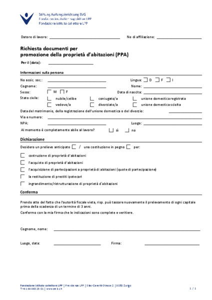 Richiesta documenti per promozione della proprietà d’abitazioni (PPA)