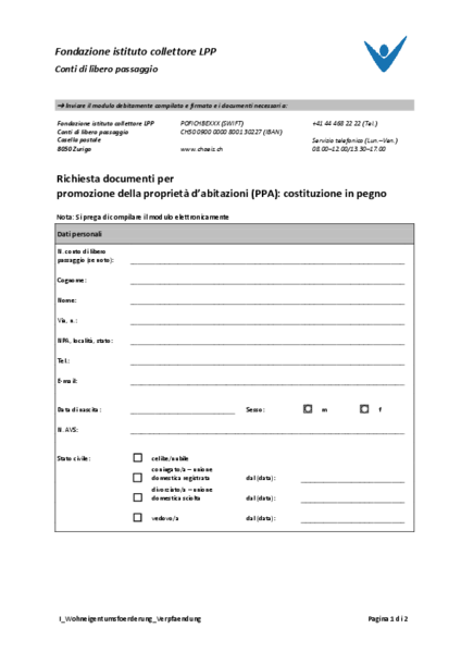 Promozione della proprietà d’abitazioni – costituzione in pegno