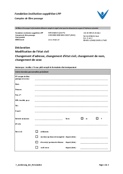Modification des données personnelles