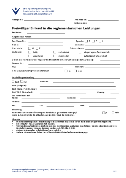Freiwilliger Einkauf