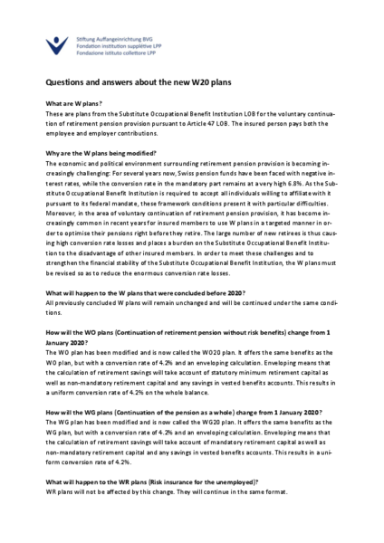 Questions and answers W20 plans