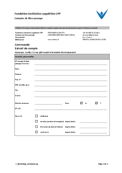 Commande d’extrait de compte