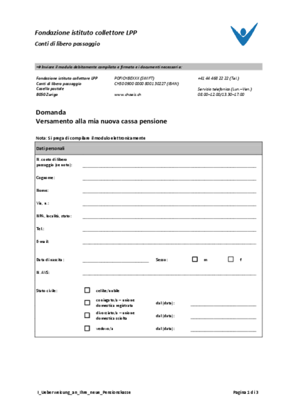 Versamento alla mia nuova cassa pensione