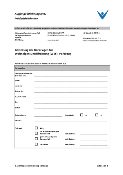 Wohneigentumsförderung Vorbezug