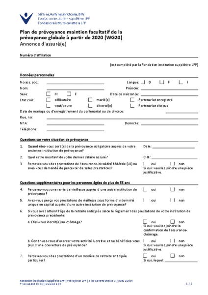 Questionnaire WG20