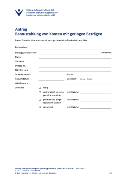 Barauszahlung bei geringen Beträgen