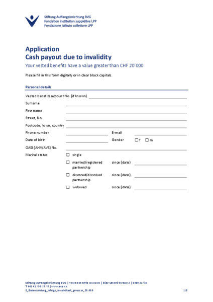 FZK: Cash payout due to invalidity greater 20
